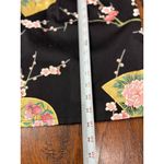NEW Smithsonian S Black Kimono Robe Floral Fan Crane Yukata Made Japan Photo 8