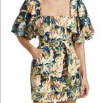 Acler Lovell Floral Print Puffed Sleeve Belted Mini Dress Multi Womens Size US 2 Green Photo 1