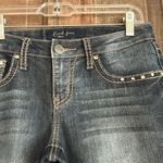 Earl Jeans Rhinestone Jeweled Pockets Size 7 Rodeo Bling‎ Jeans Boho Boot Cut Blue Photo 2