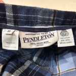 Pendleton - 100% Virgin Wool Shades of Blue Plaid Full Pleated Midi Skirt Size 10 Photo 2