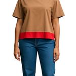 W118 By Walter Baker Walter Baker Leilani Short Sleeve Boxy Top Camel Red Size S Photo 0