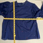 Farm Rio  Embroidered Beaded Flowers Blouse With Puff Sleeves Women’s Size Lg Photo 11