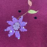 STORYBOOK KNITS‎ Sweater 2X Burgundy Floral Embroidered Beaded Button Cardigan Red Photo 4