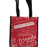Lululemon Friends are More Important Than Money Shopping Tote Bag Red Black Photo 0