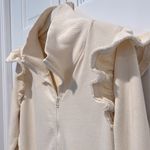 Anthropologie Daily Practice Full Zip Sweatshirt with Ruffles Ivory Cream Small Photo 2