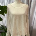 Miss Me  Long Sleeve Top-Knit Sleeves - Cream & Blue- Women's Medium Photo 0