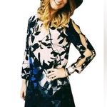 Anthropologie  MAEVE SHADED GARDEN BLACK PRINT DRESS CUTOUT SLEEVES XSP Photo 0