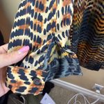 Veronica M ‎ Chiffon Dress Medium Blue Brown Animal Print Long Sleeve Office Wear Photo 4