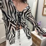 Princess Polly Zebra Print Blouse Sheer Top  Photo 1
