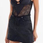 Urban Outfitters BDG Raw Hem Black Denim Mini Jean Skirt Faded Y2K Style Grunge Photo 0