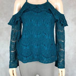 Ultra Flirt  Teal Lace Cold-Shoulder Top NWT MEDIUM Photo 0