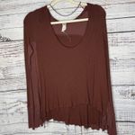 Free People Scoop Neck Malibu Long Sleeved Thermal Top Maroon SM Photo 1