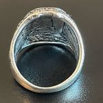 Natural black obsidian S925 silver ring size 8 Photo 2