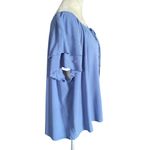 Adrienne Vittadini women's size 3X light blue short sleeve flowy tie front top Photo 2