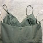 Azazie  Maci Stretch Satin Dress Bridesmaid AGAVE Size A6 Sage Green Photo 5