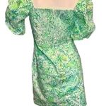 Lilly Pulitzer  Daniela Floral Resort Aqua Hopelessly Puff Sleeve Dress S 4 Photo 2