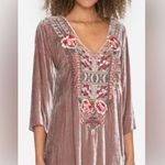 Johnny Was  Pink Velvet Heavily Embroidered Tunic Top Long Sleeve Sz Small. Photo 0
