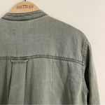 Anthropologie Sequin Shoulder Utility Shirt Jacket Olive Green Button Down XS Photo 6
