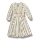 Lizzy & Johnny by Lucero Cream Midi Dress Vintage Pleated Surplice Belted M Size M Photo 1