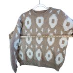 Vintage 1980s Made in Italy Wool Blend‎ Sweater L Beige Ivory Geometric Pattern Tan Size L Photo 4