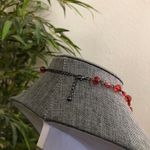 Y2K Gothic Whimsygoth Grunge Red Burgundy Beaded Crystal Rhinestone Large Cross Necklace Choker Pendant Charm #whimsigoth #fleur de lis #skull #heart #bones Measurements pictured Photo 2