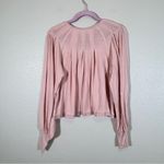 Free People  Pink Puff Shoulder Long Sleeve Sweater Womens S Boho Casual Photo 3
