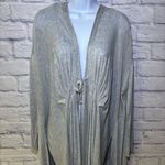 Free People  Long Duster Cardigan Hoodie Sweater Grey Lagenlook Tie Front Photo 2
