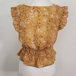 Pink Rose  Gold and Pink Floral Blouse NWT Size Small Boho Cropped Top Photo 4