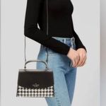 Kate Spade NEW Darcy Woven Houndstooth Top Handle Satchel Leather Black White Photo 1