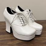 LAMODA White Platform Lace Up Chunky Heel Oxford Shoes Women's Size 8 Photo 0