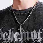 Cross Pendant Necklace for Men Women,Streetwear Punk Hip Hop Unisex Necklace Silver Photo 0