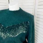 Nine West  x Cara Santana Sweater Sequin Fuzzy Teal Green XXL Pullover Photo 5