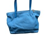 Coach  Blue Nylon Tote Bag Handbag Purse Satchel with Leather Straps & Accents Photo 3