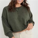Aerie  Cropped Crewneck Sweater Size XS Oversized Beach Party Sweatshirt Green Photo 0