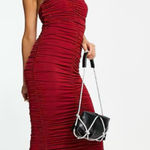 ASOS Ruched Bodycon Dress in Oxblood SZ 10 NWT Red Photo 0