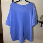 Andree by Unit  Ribbed Blue V-Neck Blouse Photo 3