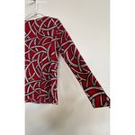 Liz Claiborne  Womens Blouse Medium Geometric Long‎ Sleeve Pleated V Neck - PM Photo 5