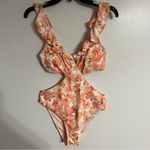 Cupshe Women’s Sea Shore Floral Flutter One Piece Swimsuit Size Medium Photo 2