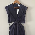 ALC Frank A.L.C. Alexandria Cotton Midi Dress Cap Sleeves Cutout Navy Size 8 Photo 1