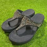 Crocs  Women’s 7 Platform Boca Bling‎ Flip Wedge Thong Sandals Medallion Photo 2