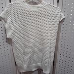 😍 White Crochet Knit Mock Neck Cap Sleeve Sweater Top Size M Photo 5