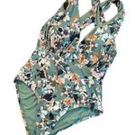 SEA ANGEL Sage Green FLORAL Plunge Neck Cross Back SWIMSUIT Medium 8 Green Photo 0