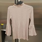 Michael Stars 💕💕 Rachel Stripe Mock Neck Top ~ Whisper Striped 90s Lettuce Edge Photo 3