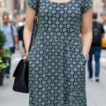 J. McLaughlin Catalina Cloth Floral Blue Green Scoop Neck Cap Sleeve Dress Sz M Photo 0