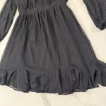 Loft NWT Clip Godet Mini Flare Dress Women’s 8 Black Ruffle Collar V-Neck Chic Photo 1