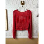 Free People  Red Floral Lolita Peasant-Style Smocked Top - Size - Small Photo 2