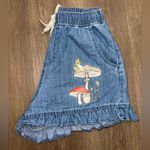 Disney  Peter Pan Tinker Bell Denim Ruffle Tinker Bell Embroidery Shorts Sz Large Photo 4