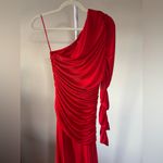 NWT Misha One Shoulder Rouching Asymmetrical Draping Red Holiday Dress Photo 1