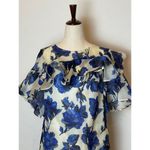 Anthropologie WHIT By  Blue And White Floral Print Silk Edie‎ Rose Dress Size L Photo 8