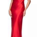 AQUA FORMAL Satin One Shoulder Gown Red Women’s Sz 12 Photo 2